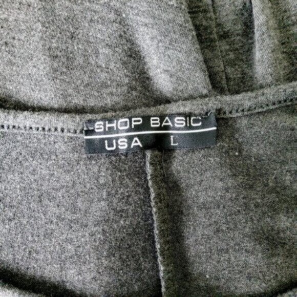 Shop Basic Bell Sleeve Shift Dress Charcoal Gray Size Large - Picture 4 of 6